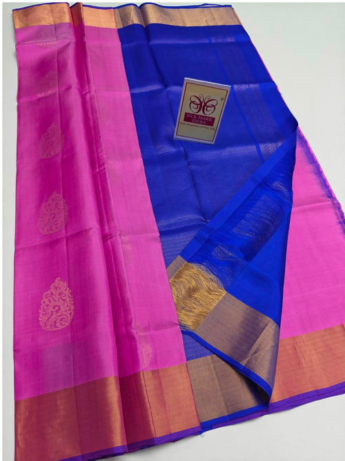 One and Half Warp Soft Silk Sarees Zari Butta All Over Saree With Rich Zari Pallu - FP51Soft